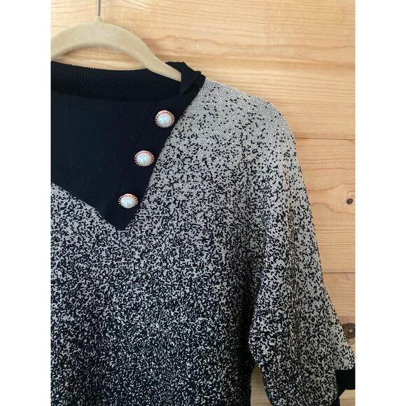 Adrienne Vittadini pullover ombré metallic sweater with pearl button neck size M - Picture 3 of 8